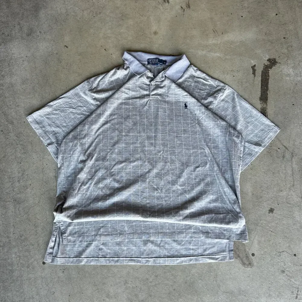 Vintage plaid grey and white polo by ralph lauren polo shirt